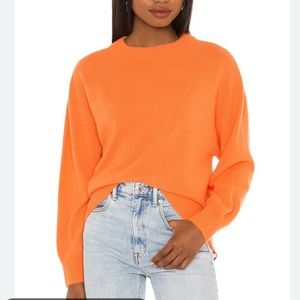 COPY - Alice and Olivia Denver Cashmere Rounded-Hem Sweater in Neon Orange - si…